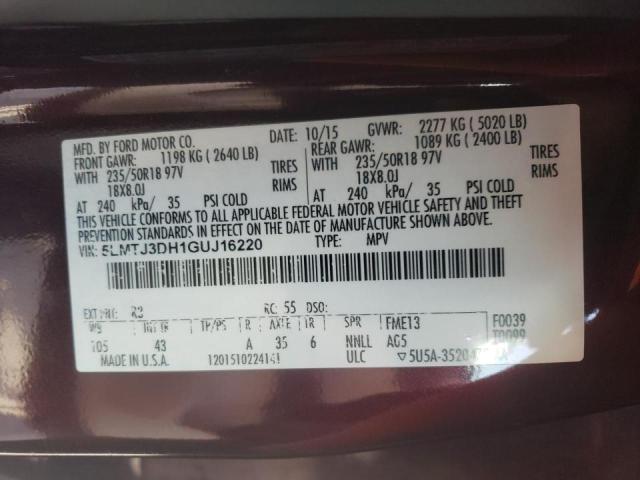 2016 LINCOLN MKC RESERV 5LMTJ3DH1GUJ16220