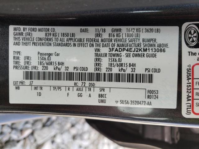 2019 FORD FIESTA SE 3FADP4EJ2KM113086