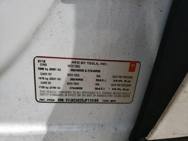 2018 TESLA MODEL X 5YJXCAE25JF113189