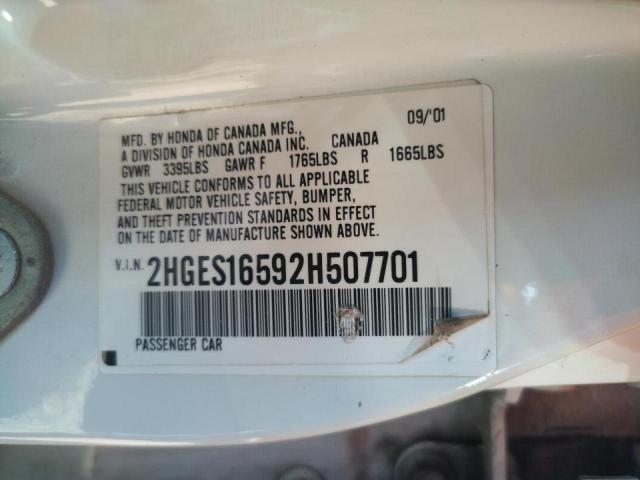 HONDA CIVIC 2002 WHITE Photo 10