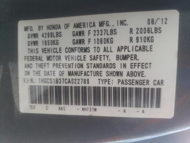 1HGCS1B37CA022789 Honda Accord Lx 2012. Фото: 9