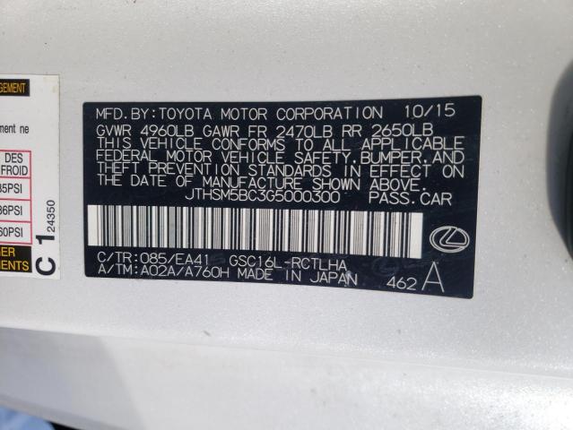 2016 LEXUS RC 300 JTHSM5BC3G5000300