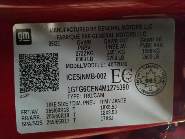 2021 GMC CANYON ELE 1GTG6CEN4M1275390