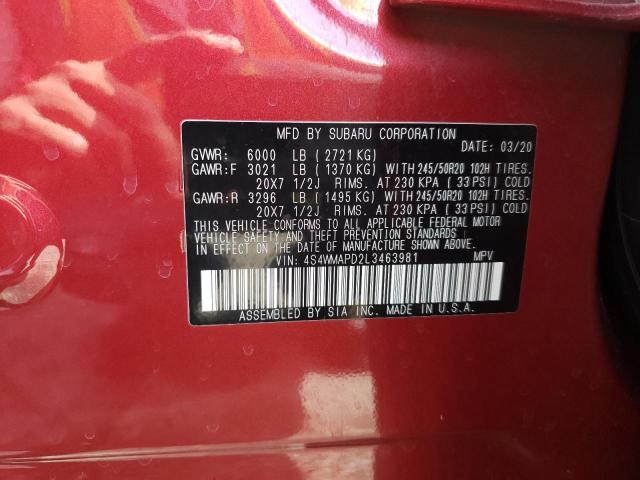 2020 SUBARU ASCENT LIM 4S4WMAPD2L3463981