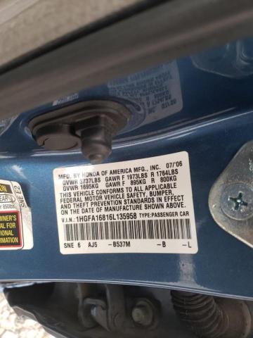 1HGFA16816L135958 Honda Civic Ex 2006. Фото: 9
