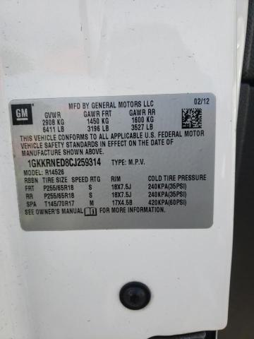 1GKKRNED8CJ259314 Gmc Acadia Sle 2012. Фото: 9
