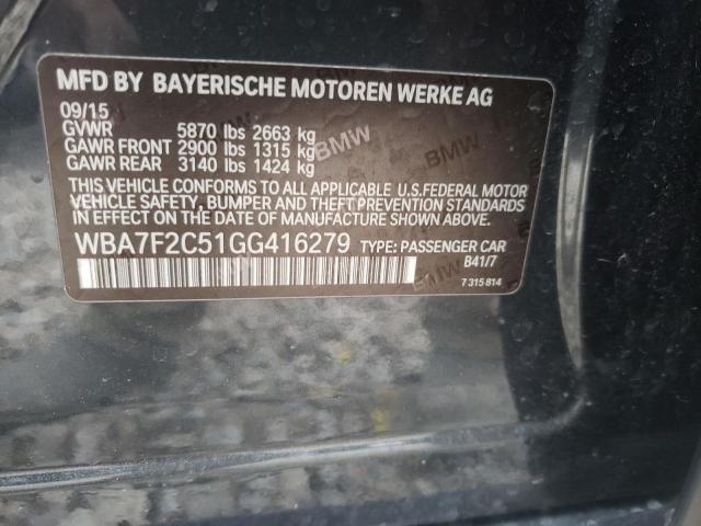 2016 BMW 750 WBA7F2C51GG416279