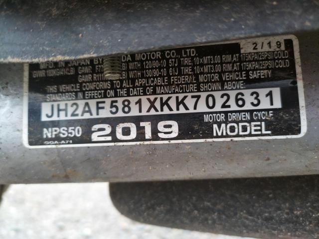 2019 HONDA NPS50 JH2AF581XKK702631