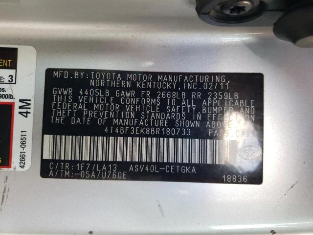 4T4BF3EK8BR180733 Toyota Camry Base 2011. Фото: 9