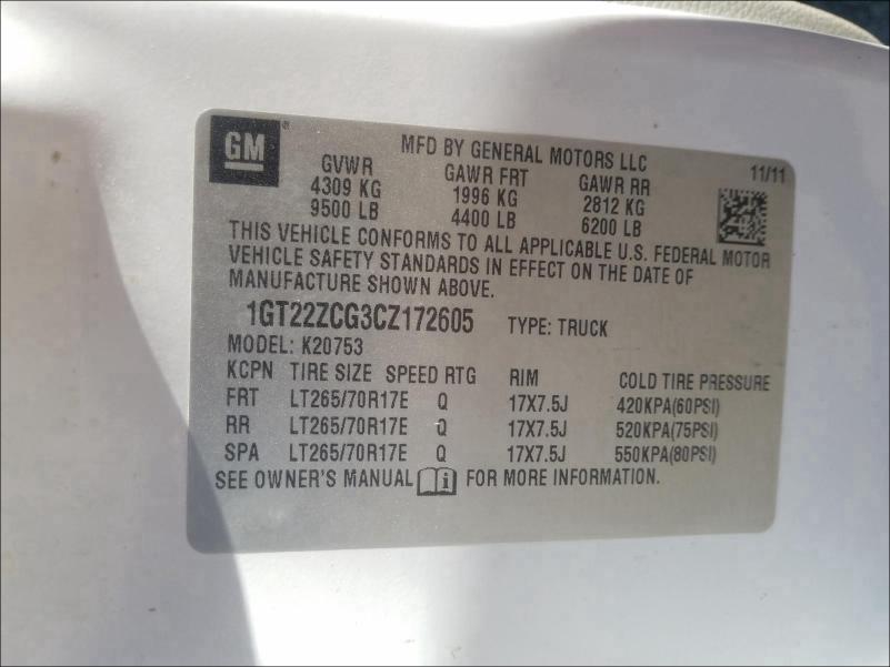 2012 GMC SIERRA K25 1GT22ZCG3CZ172605