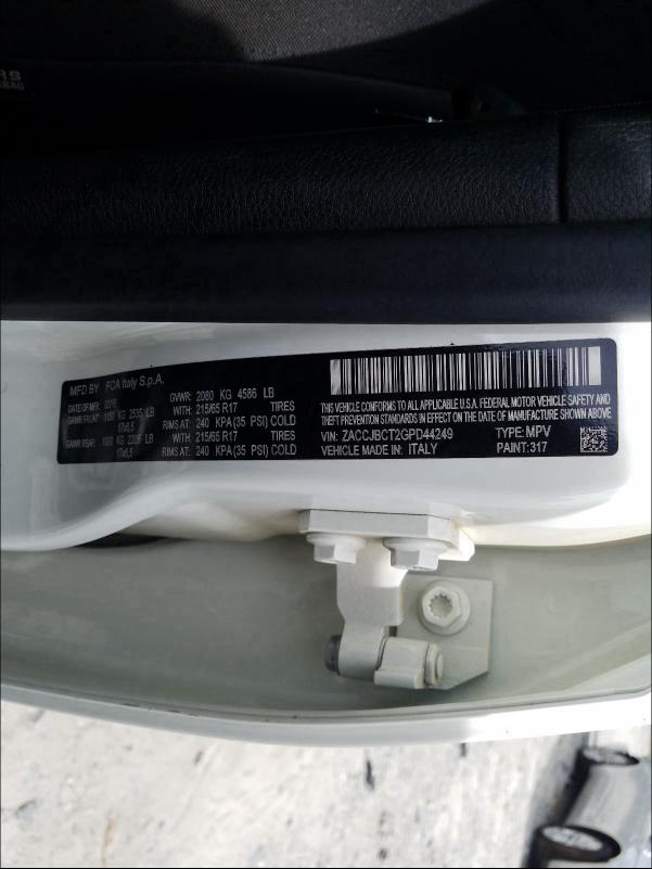 2016 JEEP RENEGADE T ZACCJBCT2GPD44249