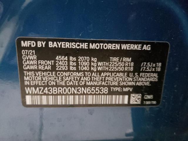 2022 MINI COOPER COU WMZ43BR00N3N65538