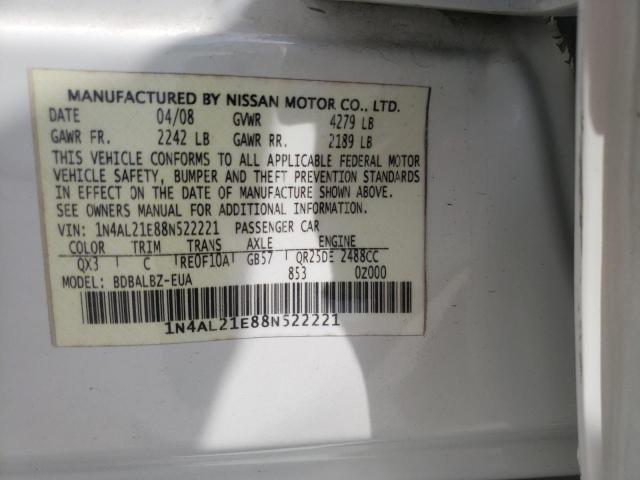 1N4AL21E88N522221 Nissan Altima 2.5 2008. Фото: 9