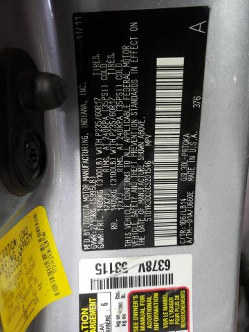 5TDYK3DC0CS201546 Toyota Sienna Xle 2012. Фото: 9