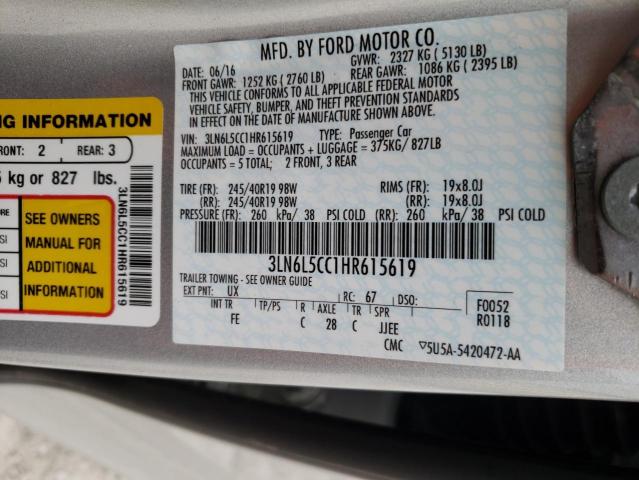 2017 LINCOLN MKZ SELECT 3LN6L5CC1HR615619