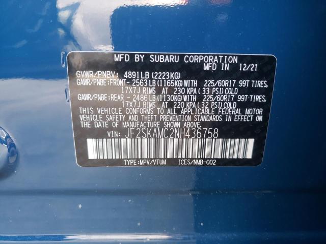 2022 SUBARU FORESTER W JF2SKAMC2NH436758
