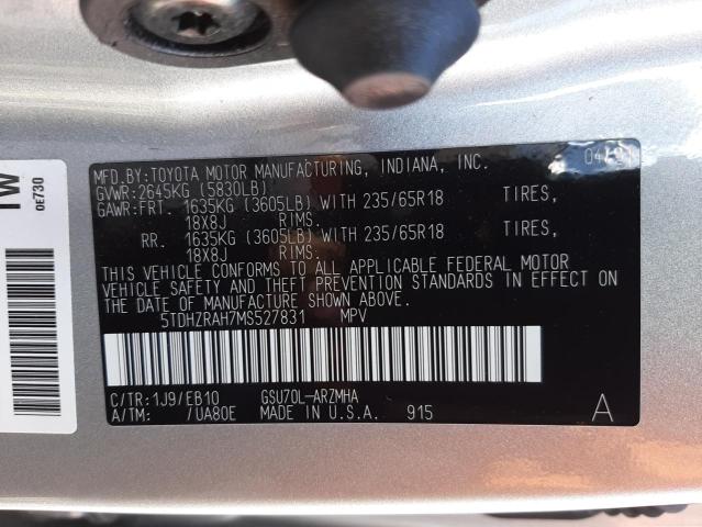 2021 TOYOTA HIGHLANDER 5TDHZRAH7MS527831