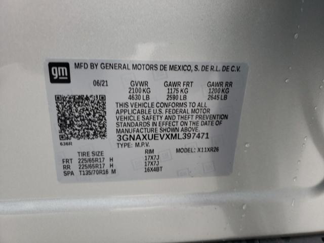 VIN WP0AJ2A77ML113358 2021 CHEVROLET EQUINOX no.10