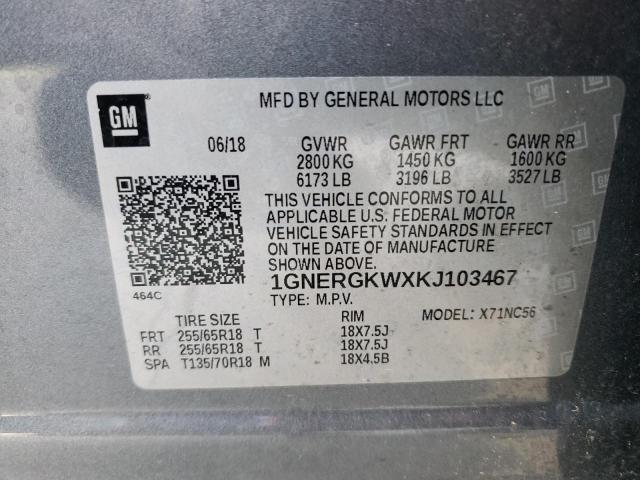 2019 CHEVROLET TRAVERSE L 1GNERGKWXKJ103467