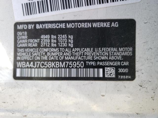 2019 BMW 440XI GRAN WBA4J7C58KBM75950