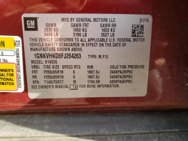 1GNKVHKD8FJ264263 Chevrolet Traverse L 2015. Фото: 9