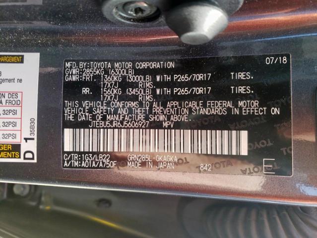 2018 TOYOTA 4RUNNER SR JTEBU5JR6J5606927