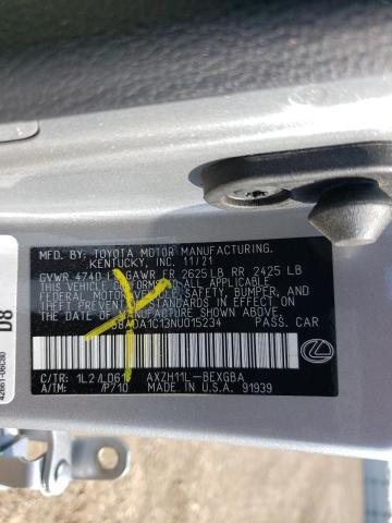 2022 LEXUS ES 58ADA1C13NU015234
