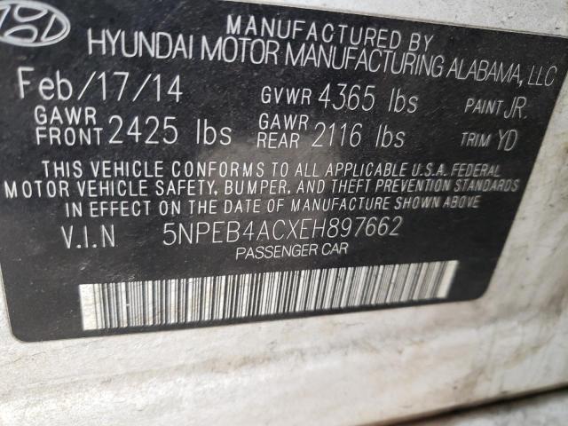 5NPEB4ACXEH897662 Hyundai Sonata Gls 2014. Фото: 9