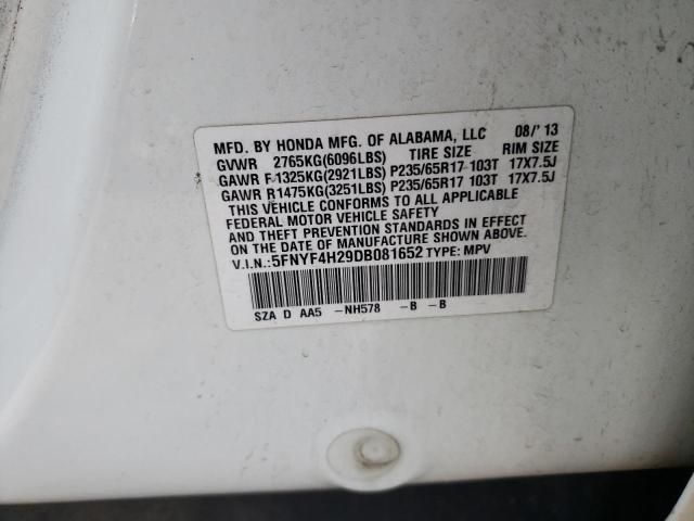 5FNYF4H29DB081652 Honda Pilot Lx 2013. Фото: 9