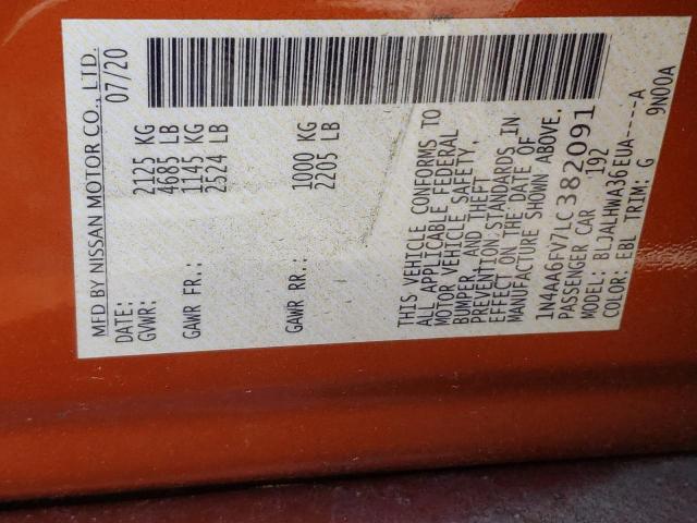 2020 NISSAN MAXIMA PLA 1N4AA6FV7LC382091