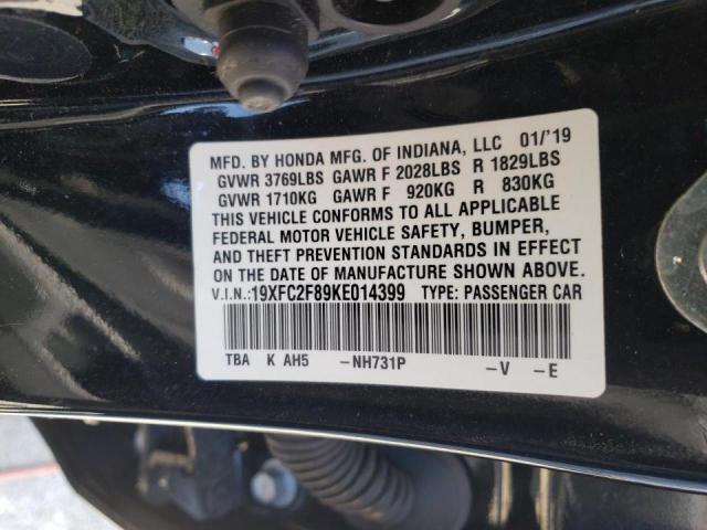 2019 HONDA CIVIC SPOR 19XFC2F89KE014399