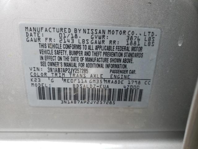 2018 NISSAN SENTRA S 3N1AB7AP2JY257285