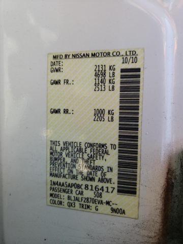 1N4AA5AP0BC816417 Nissan Maxima S 2011. Фото: 9