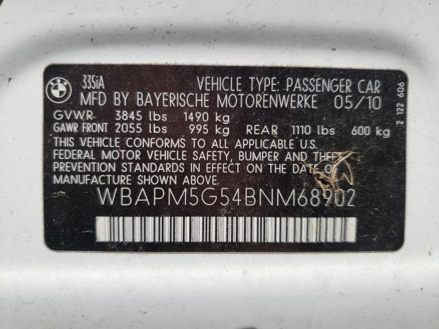 2011 BMW 335 I - WBAPM5G54BNM68902