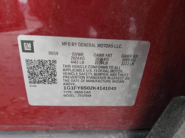 2019 CHEVROLET BOLT EV LT 1G1FY6S02K4141045