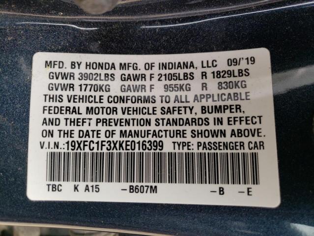 2019 HONDA CIVIC EX 19XFC1F3XKE016399
