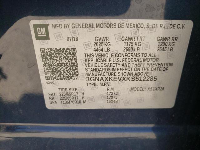 2019 CHEVROLET EQUINOX LT 3GNAXKEVXKS512285