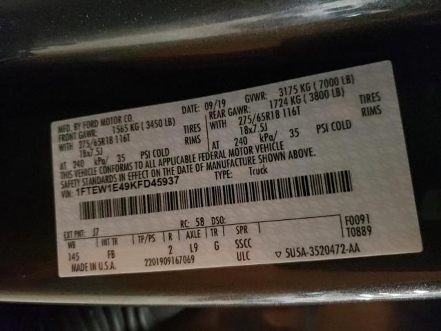 2019 FORD F150 4WD 1FTEW1E499FD45937