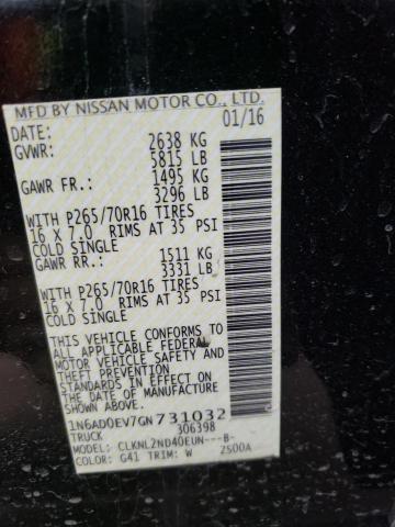2016 NISSAN FRONTIER S 1N6AD0EV7GN731032