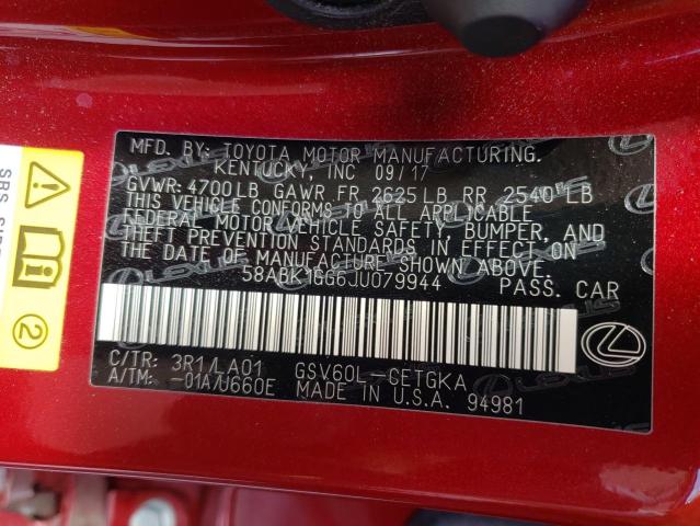 58ABK1GG6JU079944 Lexus Es 350 2018. Фото: 9
