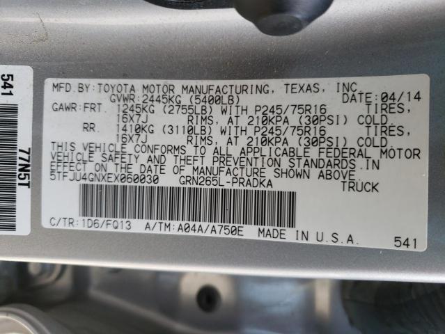 5TFJU4GNXEX060030 Toyota Tacoma Dou 2014. Фото: 9
