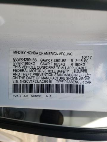 1HGCV1F53JA029318 Honda Accord Exl 2018. Фото: 9