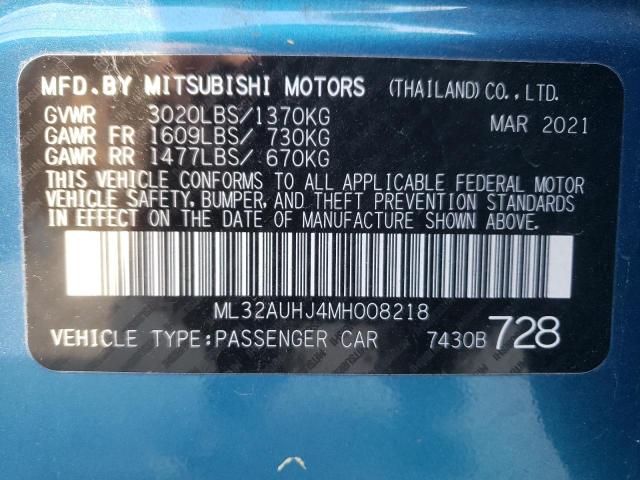 2021 MITSUBISHI MIRAGE ES ML32AUHJ4MH008218