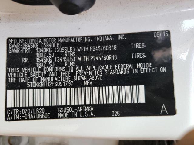 5TDKKRFH2FS091797 Toyota Highlander 2015. Фото: 9