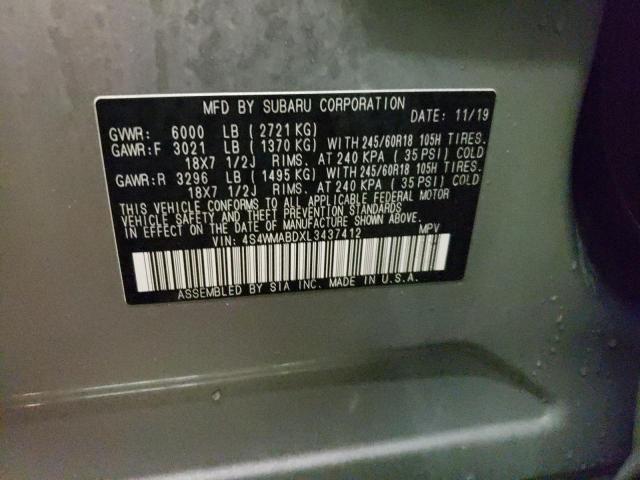 2020 SUBARU ASCENT PRE 4S4WMABDXL3437412