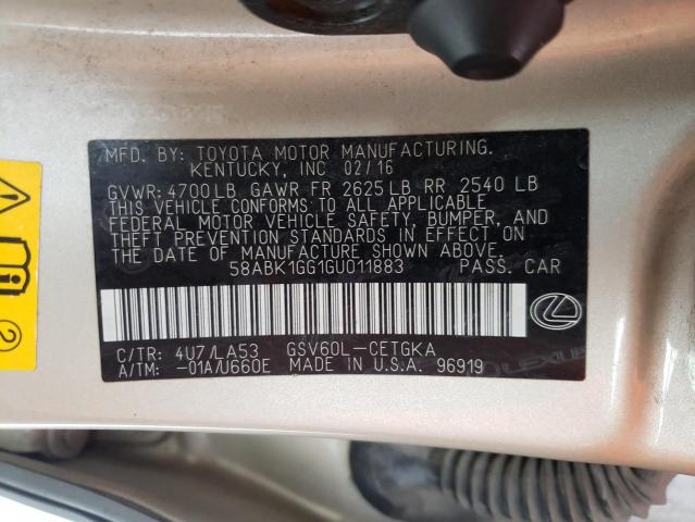 58ABK1GG1GU011883 Lexus Es 350 2016. Фото: 9