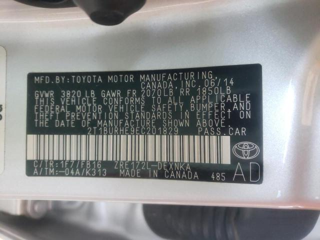 2T1BURHE9EC201829 Toyota Corolla L 2014. Фото: 9