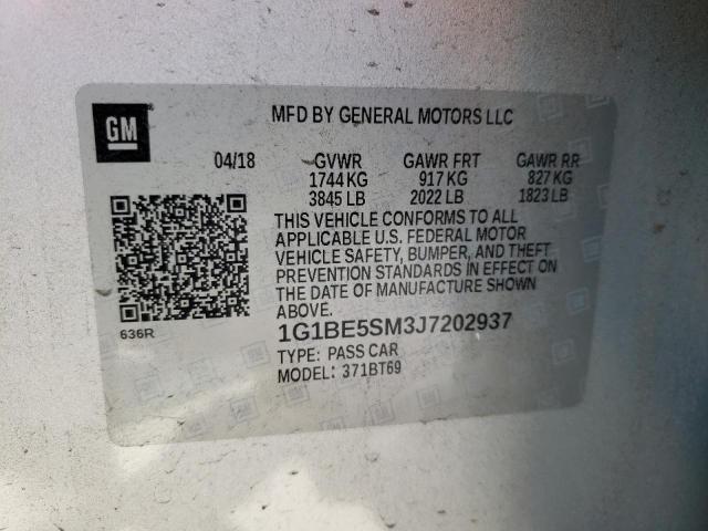 2018 CHEVROLET CRUZE LT 1G1BE5SM3J7202937