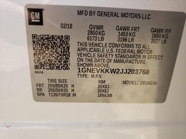 2018 CHEVROLET TRAVERSE H 1GNEVKKW2JJ203768