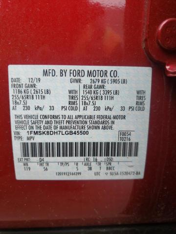 1FMSK8DH7LGB45500 Ford Explorer X 2020. Фото: 9